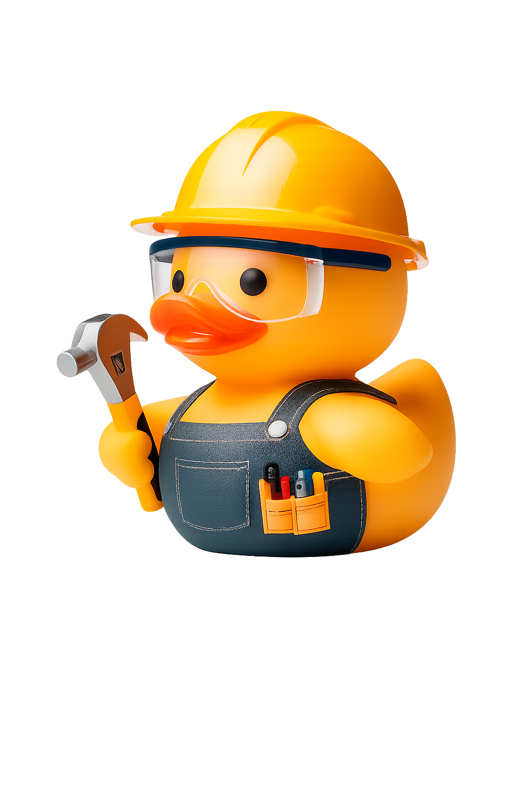 Patinho de borracha com capacete de obras